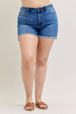 Judy Blue High Waist Slim Frayed Hem Jean Shorts