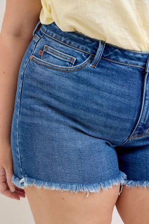 Judy Blue High Waist Slim Frayed Hem Jean Shorts