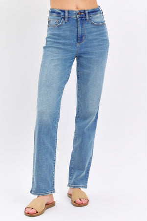 Judy Blue High Waist Classic Straight Leg Relaxed Non Distressed Jeans