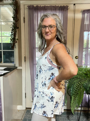 Floral Spliced Mesh Cami White Floral