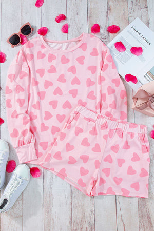 Hearts Loungewear Set - Pink or Black