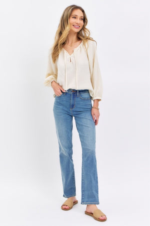 Judy Blue High Waist Classic Straight Leg Relaxed Non Distressed Jeans