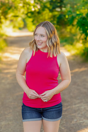 Tara Ribbed Tank - Hot Pink by Michelle Mae