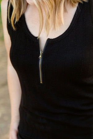 Mila Zipper Tank - Black by Michelle Mae