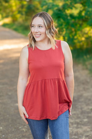 Renee Ruffle Tank - Brick by Michelle Mae