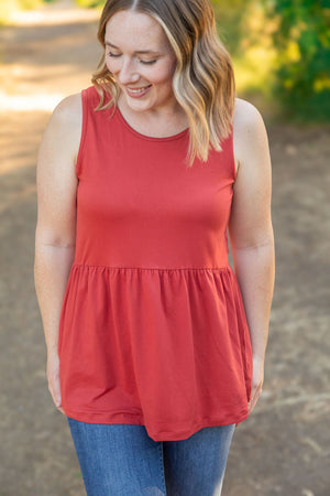 Renee Ruffle Tank - Brick by Michelle Mae