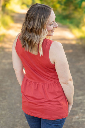 Renee Ruffle Tank - Brick by Michelle Mae