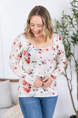 Alyssa Long Sleeve Top - Pink Bloom by Michelle Mae