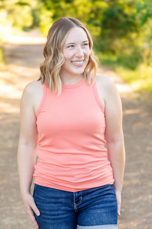 Tara Ribbed Tank - Coral by Michelle Mae