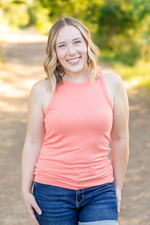 Tara Ribbed Tank - Coral by Michelle Mae