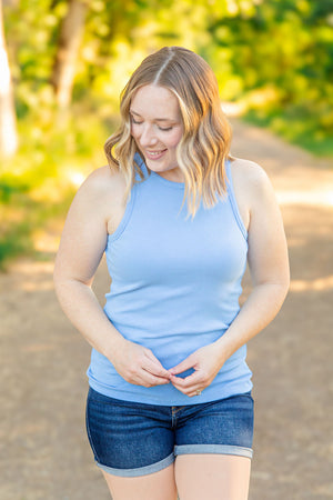 Tara Ribbed Tank - Light Blue by Michelle Mae