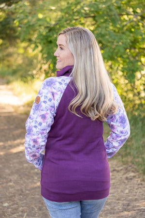 Zoey ZipCowl - Plum and Purple Floral by Michelle Mae