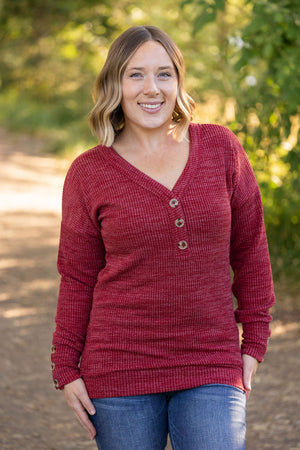 Brittney Button Sweater Top - Berry by Michelle Mae