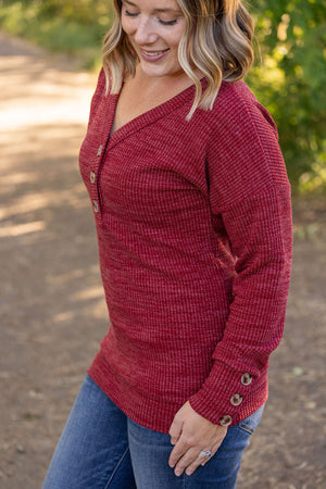 Brittney Button Sweater Top - Berry by Michelle Mae