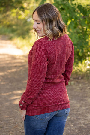 Brittney Button Sweater Top - Berry by Michelle Mae