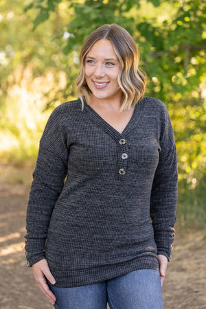 Brittney Button Sweater Top - Charcoal by Michelle Mae