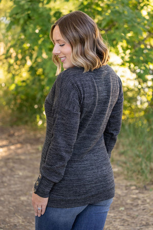 Brittney Button Sweater Top - Charcoal by Michelle Mae