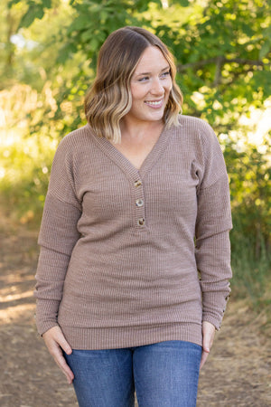 Brittney Button Sweater Top - Mocha by Michelle Mae