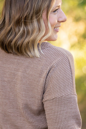 Brittney Button Sweater Top - Mocha by Michelle Mae