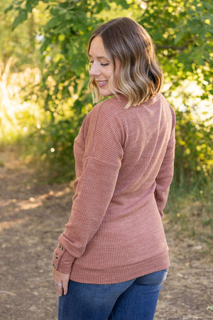 Brittney Button Sweater Top - Terra Cotta