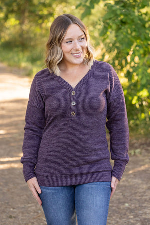 Brittney Button Sweater Top - Purple by Michelle Mae