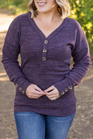 Brittney Button Sweater Top - Purple by Michelle Mae