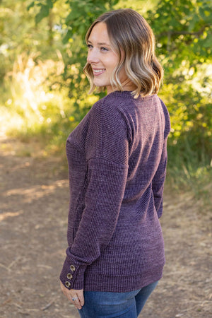 Brittney Button Sweater Top - Purple by Michelle Mae