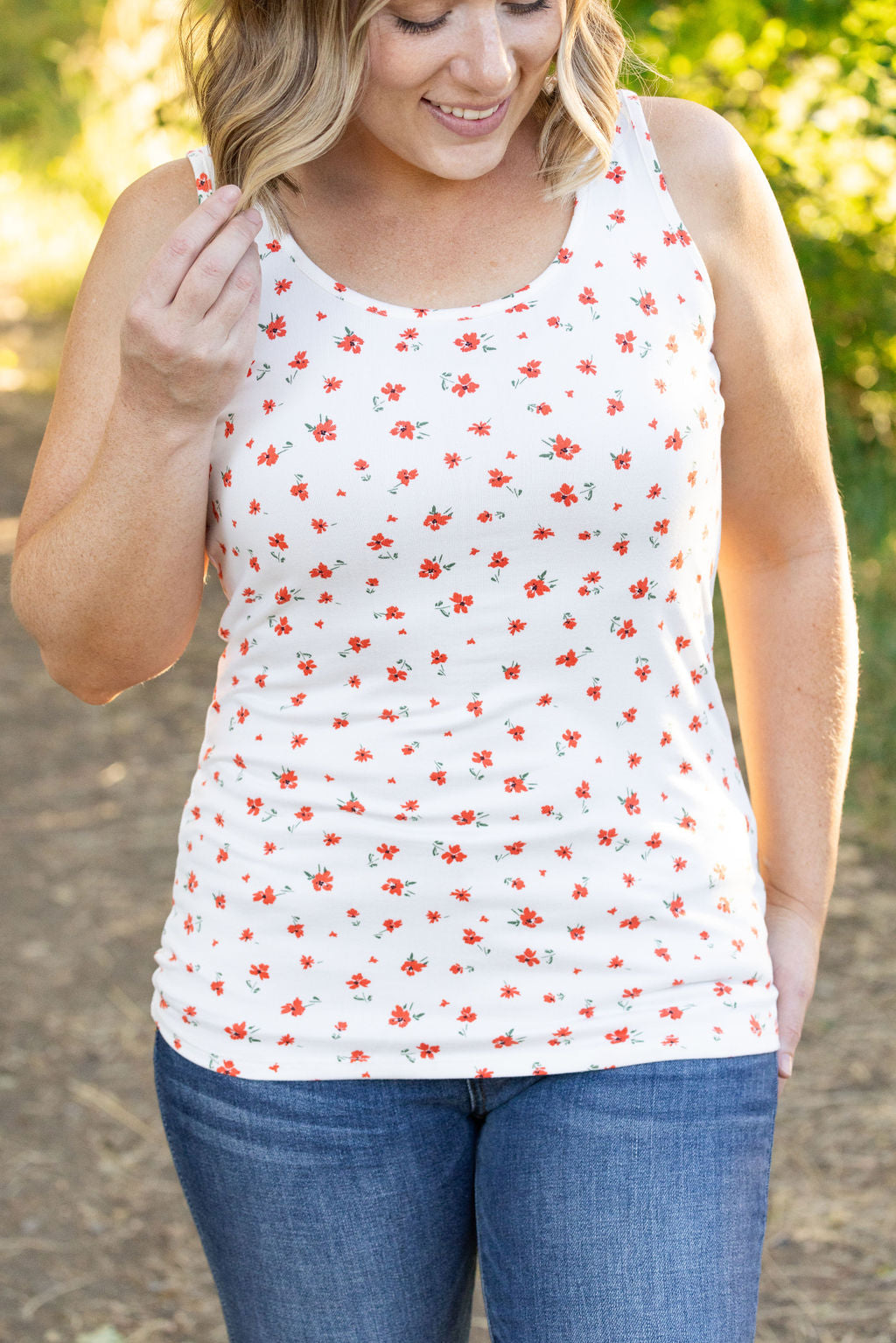 Luxe Crew Tank - Buttery Soft Micro Ivory Floral by Michelle Mae
