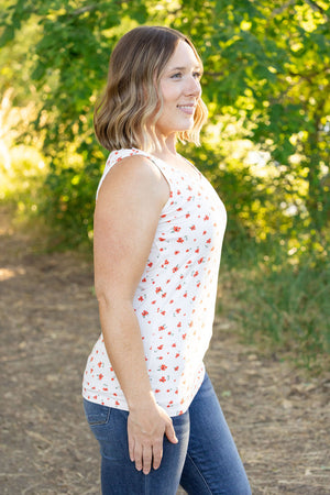 Luxe Crew Tank - Buttery Soft Micro Ivory Floral by Michelle Mae