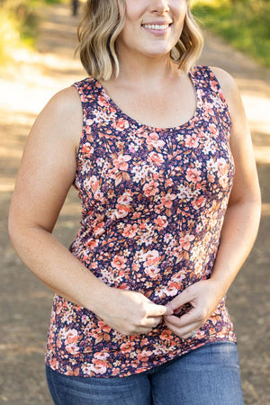 Luxe Crew Tank - Buttery Soft Navy Floral Mix by Michelle Mae