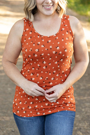 Luxe Crew Tank - Buttery Soft Micro Rust Floral by Michelle Mae