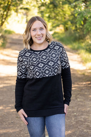 Natalie Pullover - Black Geometric by Michelle Mae