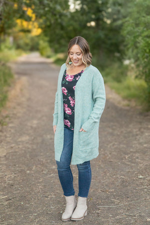 Madison Cozy Cardigan - Sage/Blue Mix by Michelle Mae