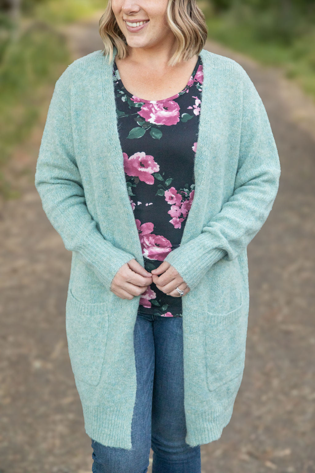 Madison Cozy Cardigan - Sage/Blue Mix by Michelle Mae