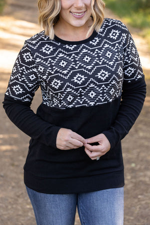 Natalie Pullover - Black Geometric by Michelle Mae