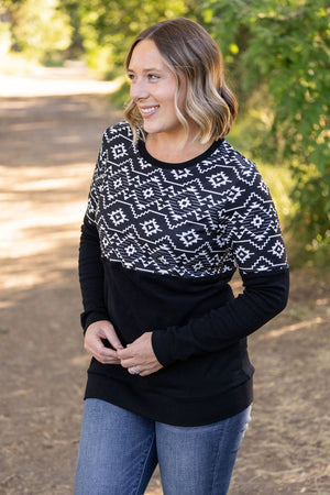 Natalie Pullover - Black Geometric by Michelle Mae