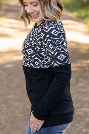 Natalie Pullover - Black Geometric by Michelle Mae