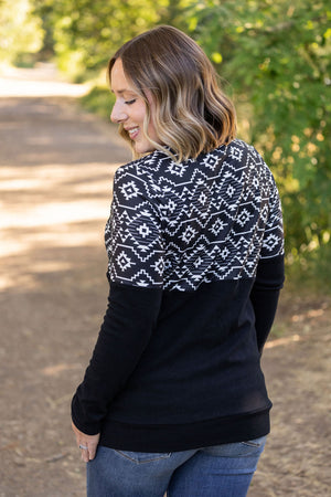 Natalie Pullover - Black Geometric by Michelle Mae