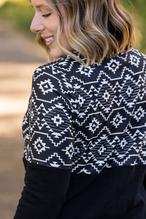 Natalie Pullover - Black Geometric by Michelle Mae