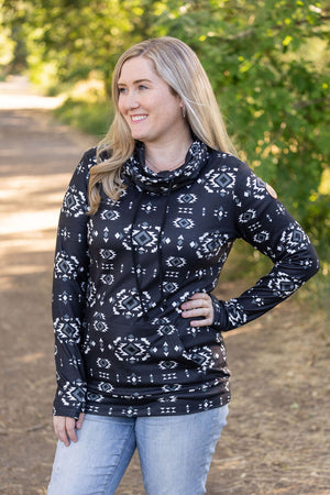 Soft Funnel Neck - Black Geometric by Michelle Mae