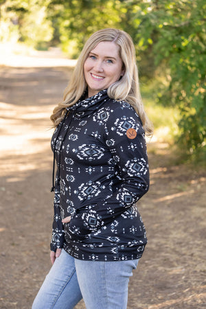 Soft Funnel Neck - Black Geometric by Michelle Mae