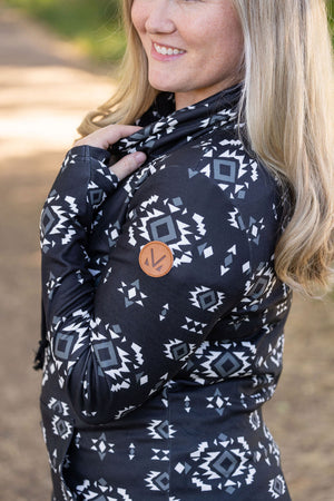 Soft Funnel Neck - Black Geometric by Michelle Mae