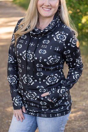 Soft Funnel Neck - Black Geometric by Michelle Mae