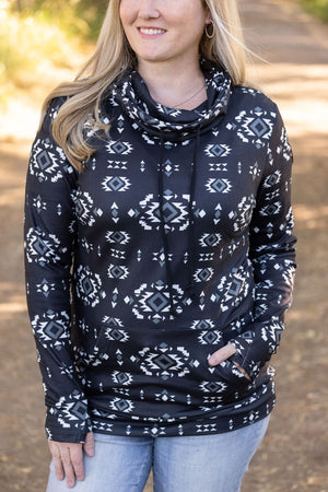 Soft Funnel Neck - Black Geometric by Michelle Mae