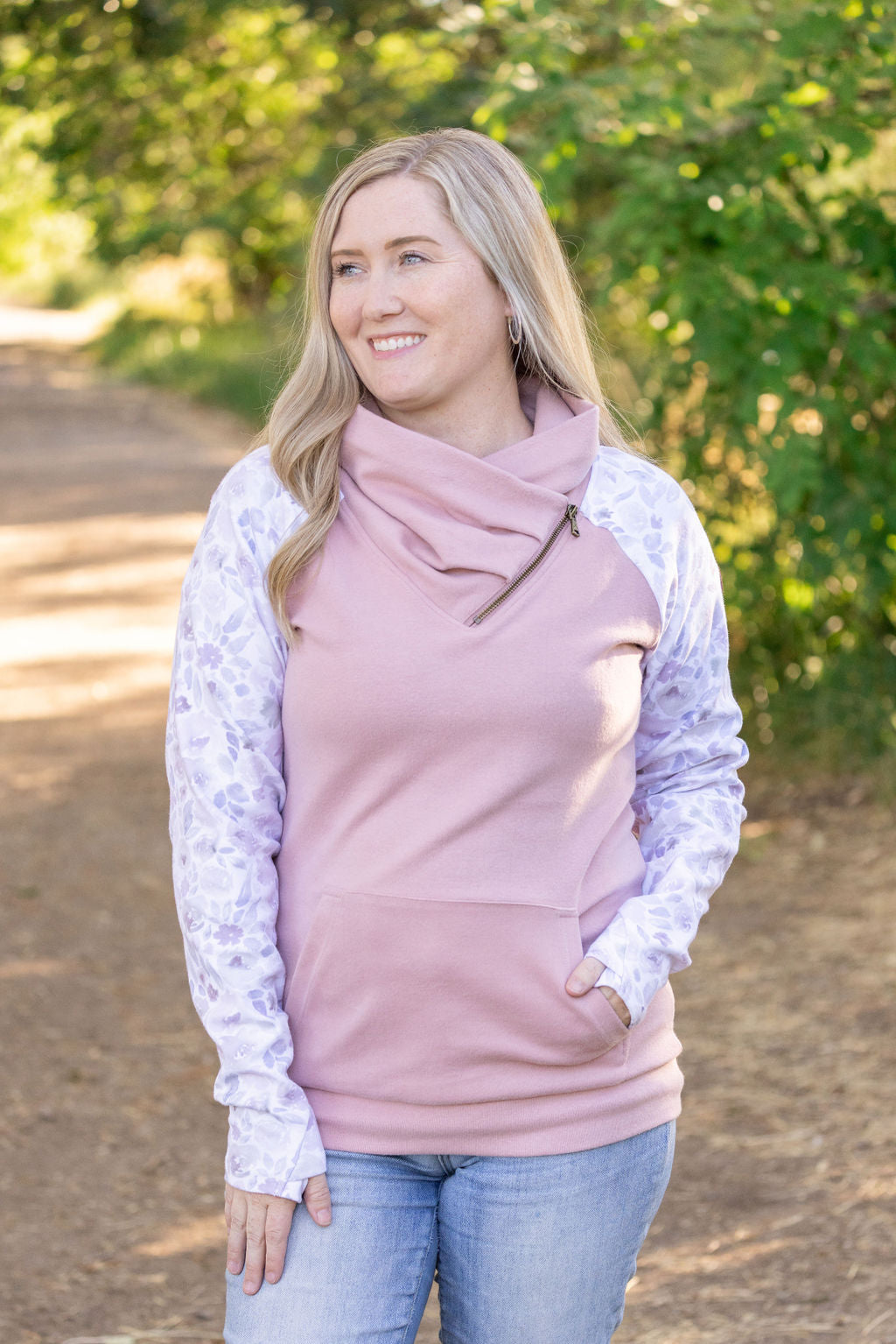 Classic Zoey ZipCowl - Pink and Blush Floral by Michelle Mae