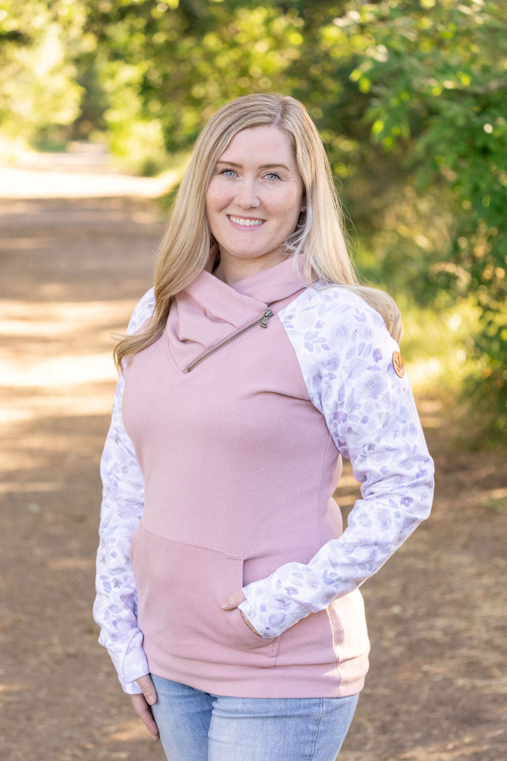 Zoey ZipCowl - Pink and Blush Floral by Michelle Mae