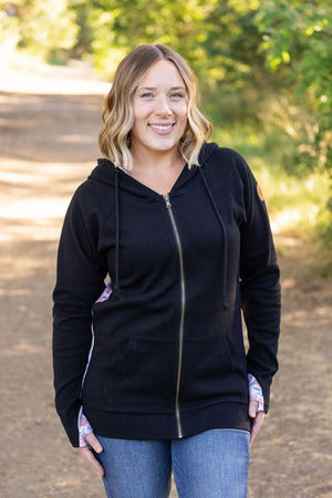 Classic Fullzip Hoodie - Black and Fall Floral by Michelle Mae