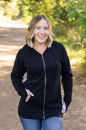 Classic Fullzip Hoodie - Black and Fall Floral by Michelle Mae