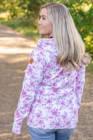 Classic Fullzip Hoodie - Pink Floral and Burgundy by Michelle Mae