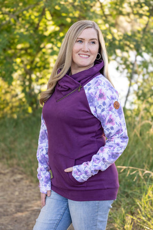 Zoey ZipCowl - Plum and Purple Floral by Michelle Mae